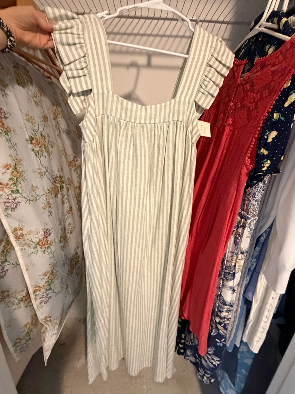 a new day NWT Women’s Medium Light Sage and White Striped Dress